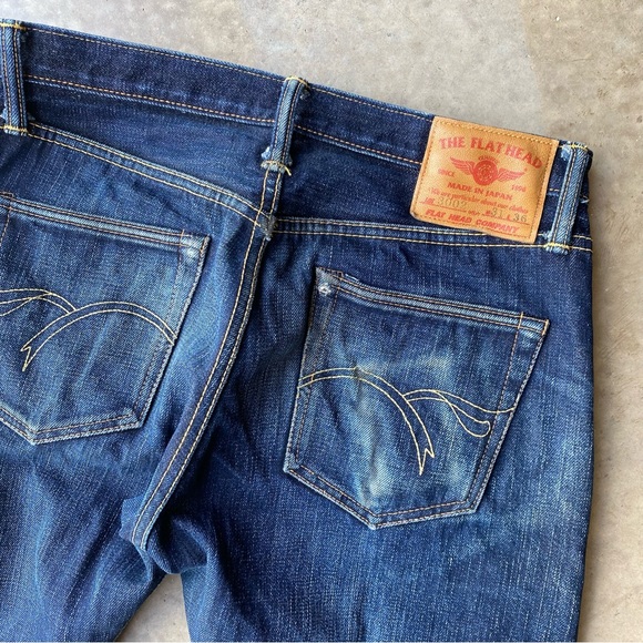 The Flathead Japanese raw selvedge heavyweight denim jeans. Raw hem 29x28 - Picture 3 of 16